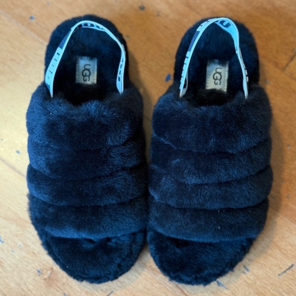 UGG Shoes - UGG Womens Fluff Yeah Slides Black Size 7